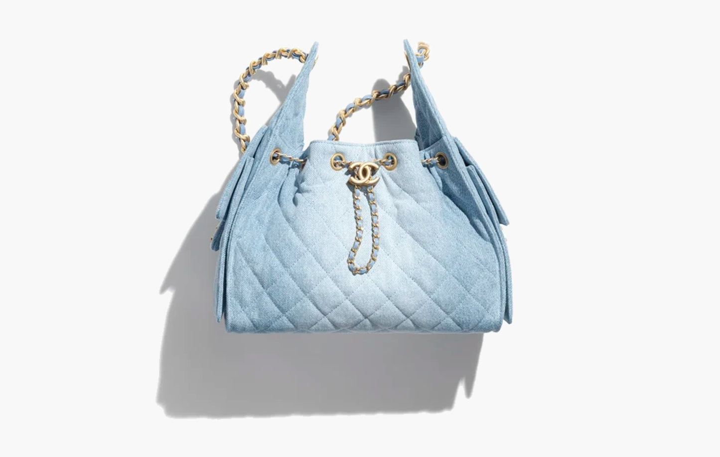 25 Small Handbag Washed Denim "Gold Tone Metal"