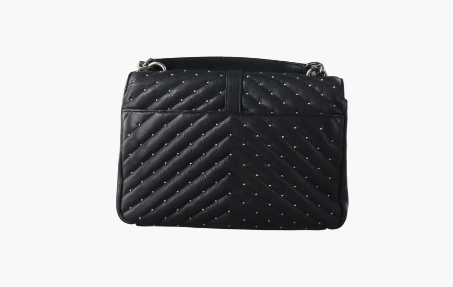 College Shoulder Bag Matelasse Silver-tone Medium "Black"