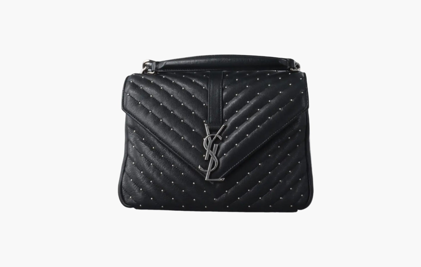 College Shoulder Bag Matelasse Silver-tone Medium "Black"