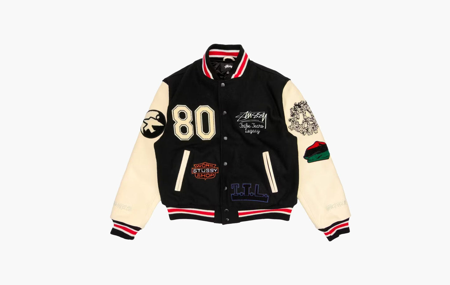 Stussy x Denim Tears X Our Legacy TTL Varsity Jacket Black/White | The Sortage