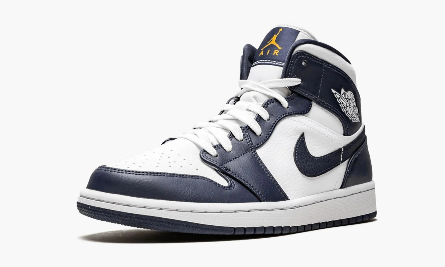 Air Jordan 1 Mid White Metallic Gold Obsidian - 554724 174 | The Sortage