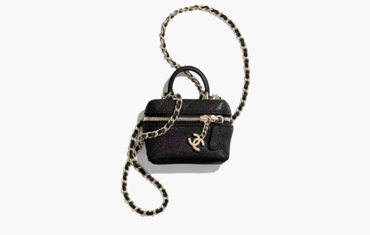 Chanel Small Vanity With Chain Leather Crossbody Bag Black | Sortage