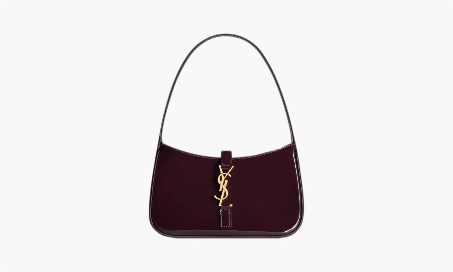 Saint Laurent Le 5 À 7 Mini Patent Leather Shoulder Bag Brown