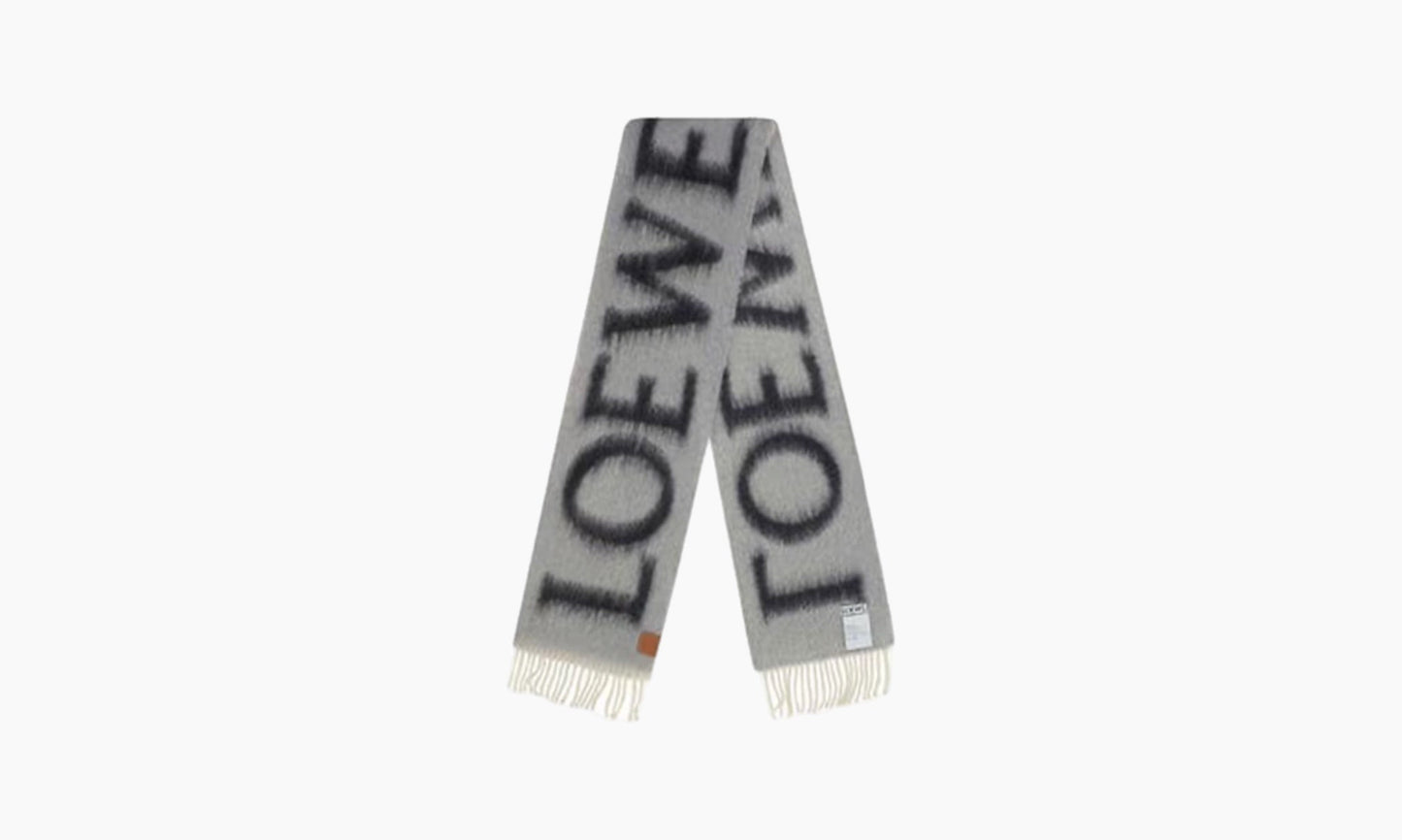 Scarf In Wool And Mohair "Light Grey/Dark Grey"