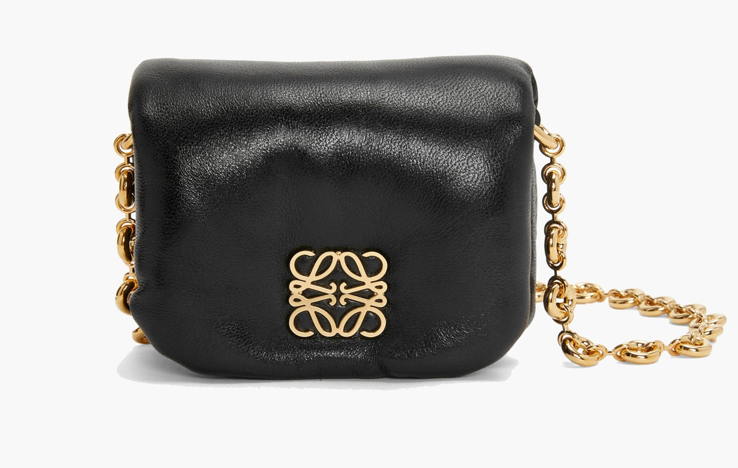Loewe Puffer Goya Shiny Nappa Lambskin Leather Mini Case Black | The Sortage