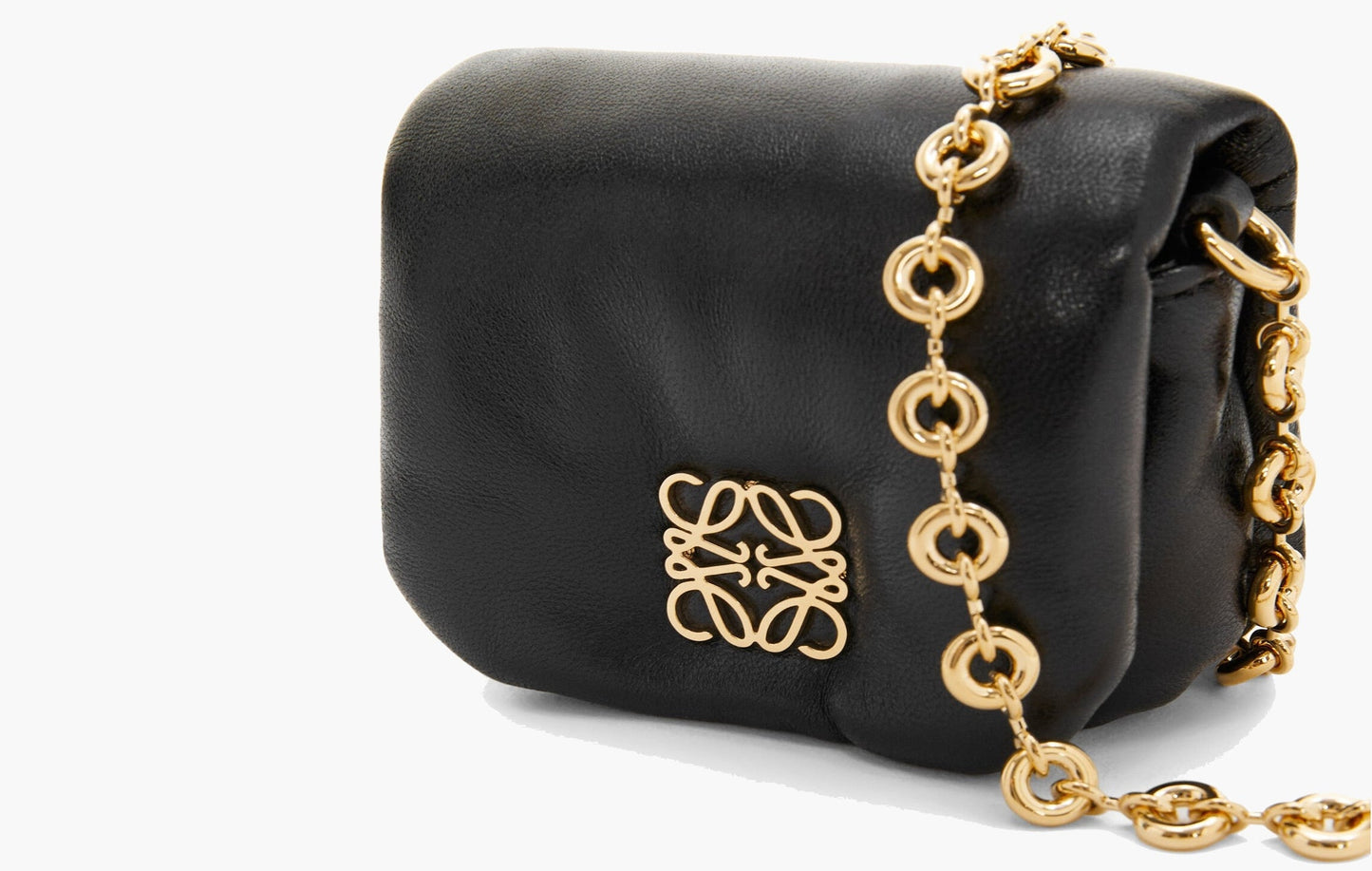 Loewe Puffer Goya Shiny Nappa Lambskin Leather Mini Case Black | The Sortage