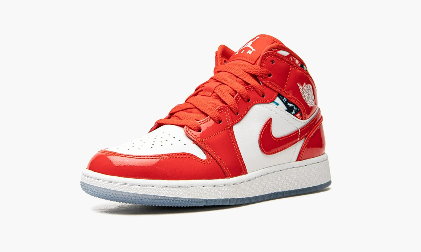 Air Jordan 1 Mid GS Barcelona Sweater Red Patent - DC7248 600