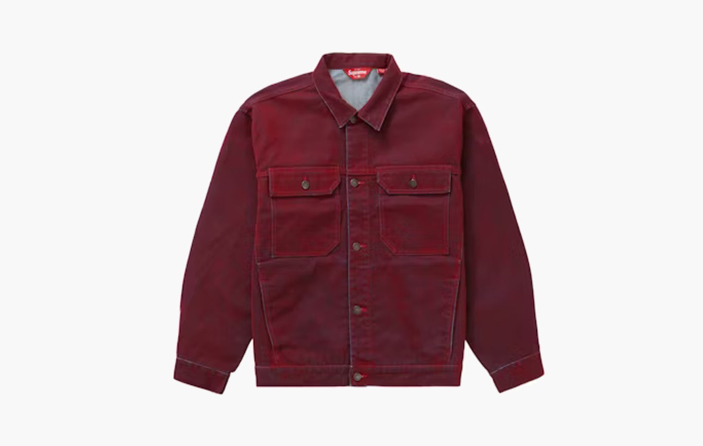 Flocked Denim Trucker Jacket "Red"