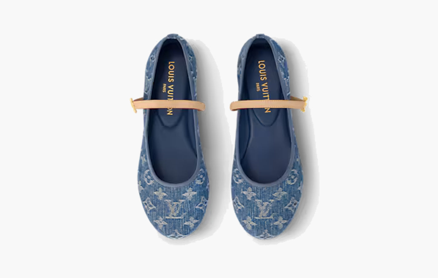 Romy Flat Ballerina Monogram Denim "Blue"