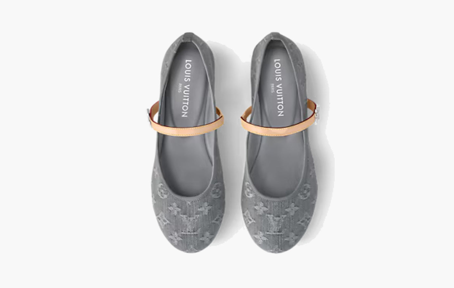 Romy Flat Ballerina Monogram Denim "Gray"