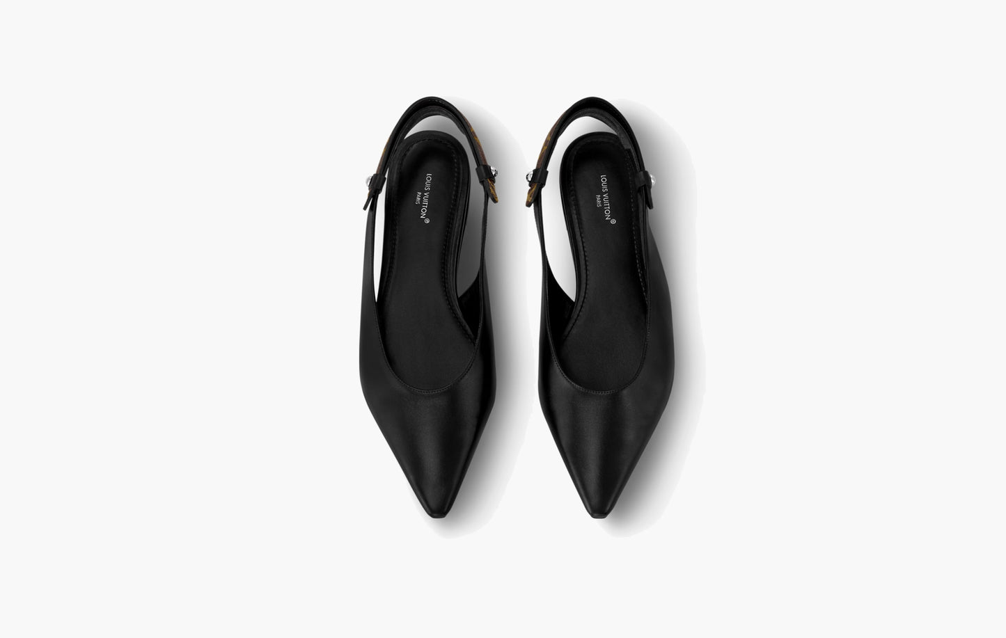 Legacy Slingback Ballerina Plain Calf Leather/Monogram Canvas "Black"