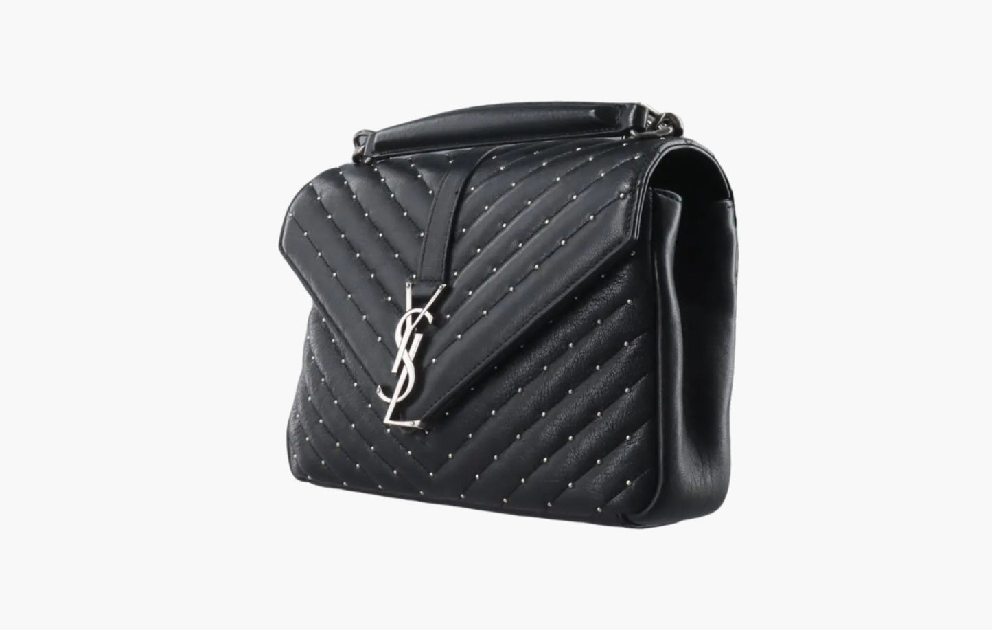 College Shoulder Bag Matelasse Silver-tone Medium "Black"