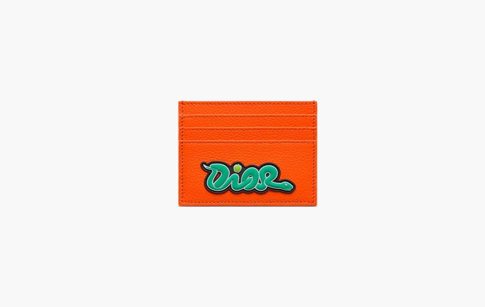 Dior x KAWS Card Holder Vermilion Red Grained Calfskin | The Sortage