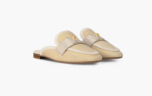 LV Mare Open Back Loafer Raffia "Creme Beige"