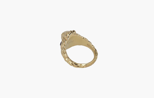 Gucci Diamond Amethyst Lion Head Ring Gold | The Sortage