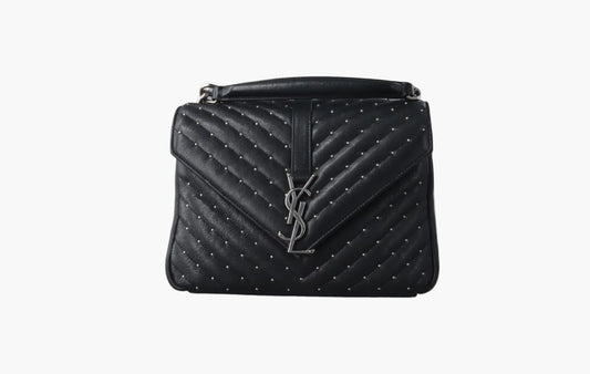 College Shoulder Bag Matelasse Silver-tone Medium "Black"