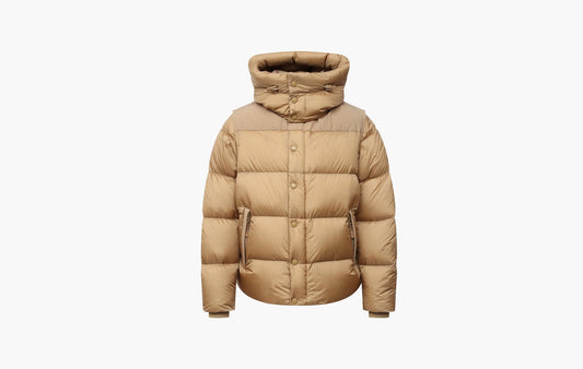 Detachable Sleeve Check Hooded Puffer Jacket "Honey"