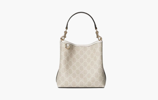 Gucci GG Emblem Mini Bucket Bag Beige White | The Sortage