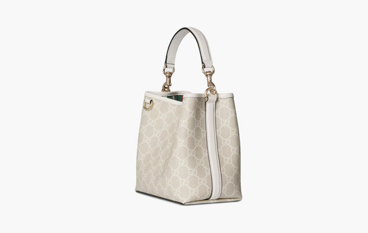 Gucci GG Emblem Mini Bucket Bag Beige White | The Sortage