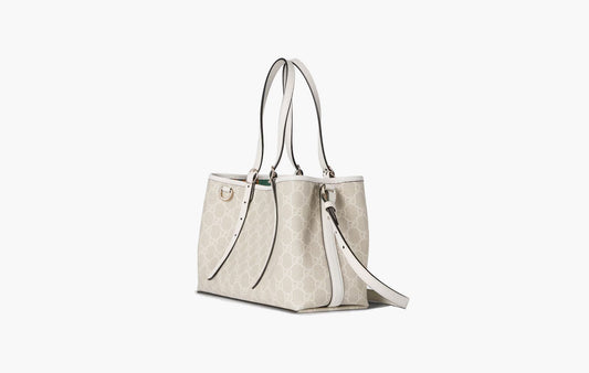 Gucci GG Emblem Small Tote Bag Beige White | The Sortage