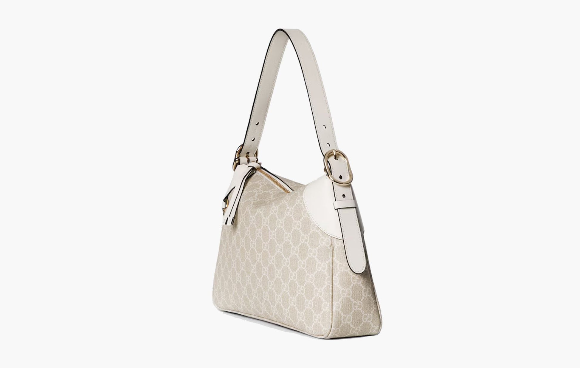 Gucci GG Emblem Medium Shoulder Bag Beige White | The Sortage