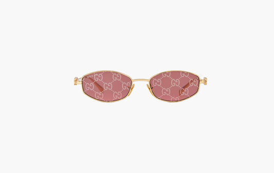 Gucci Oval Frame Sunglasses Gold-Toned Metal | The Sortage