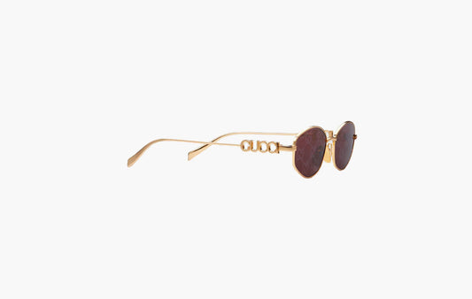 Gucci Oval Frame Sunglasses Gold-Toned Metal | The Sortage