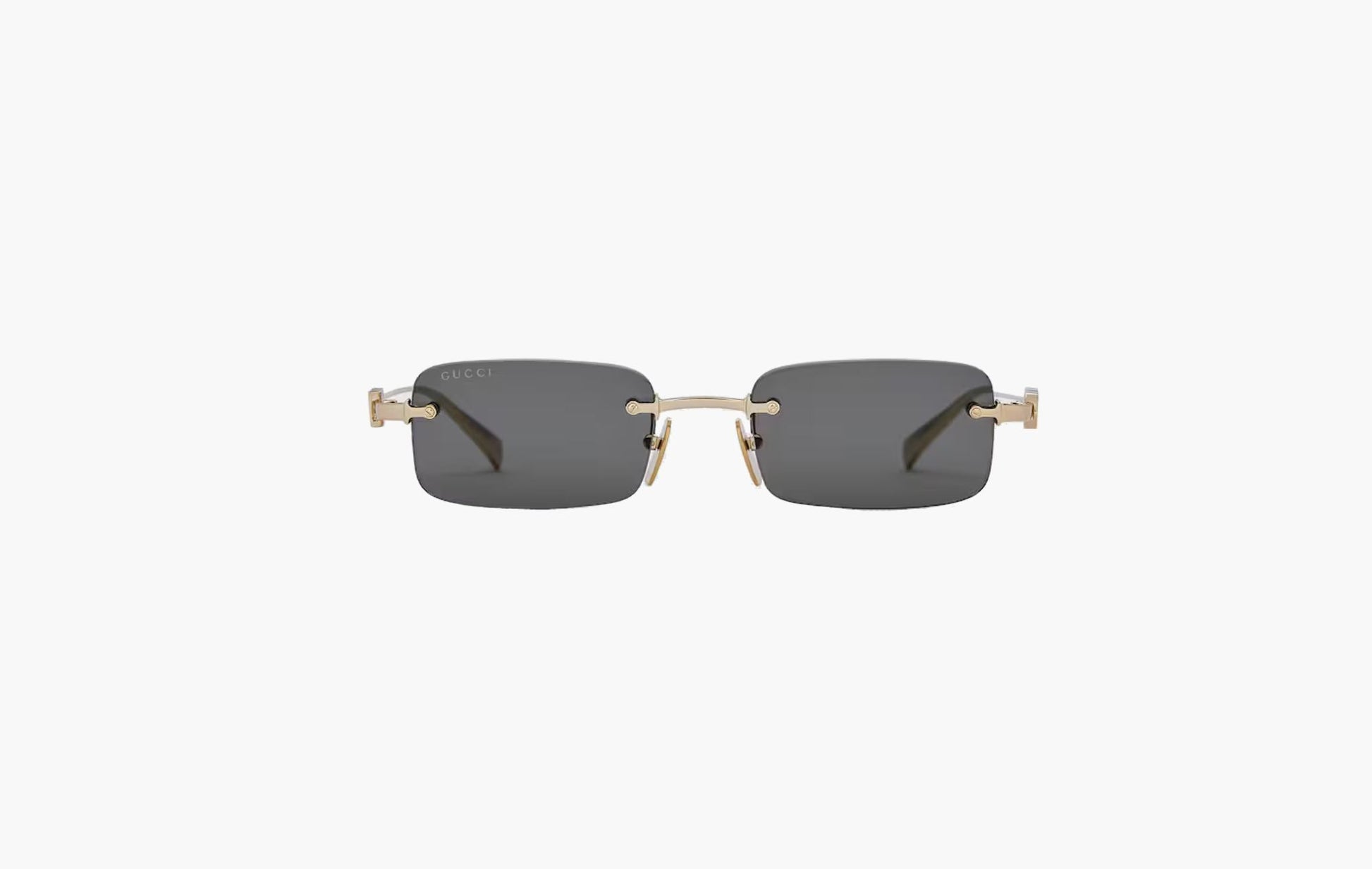 Gucci Rectangular Frame Sunglasses Gold-Toned Metal | The Sortage