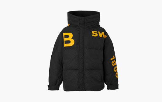 Horseferry Print Nylon Hooded Puffer Jacket "Black/Yellow"