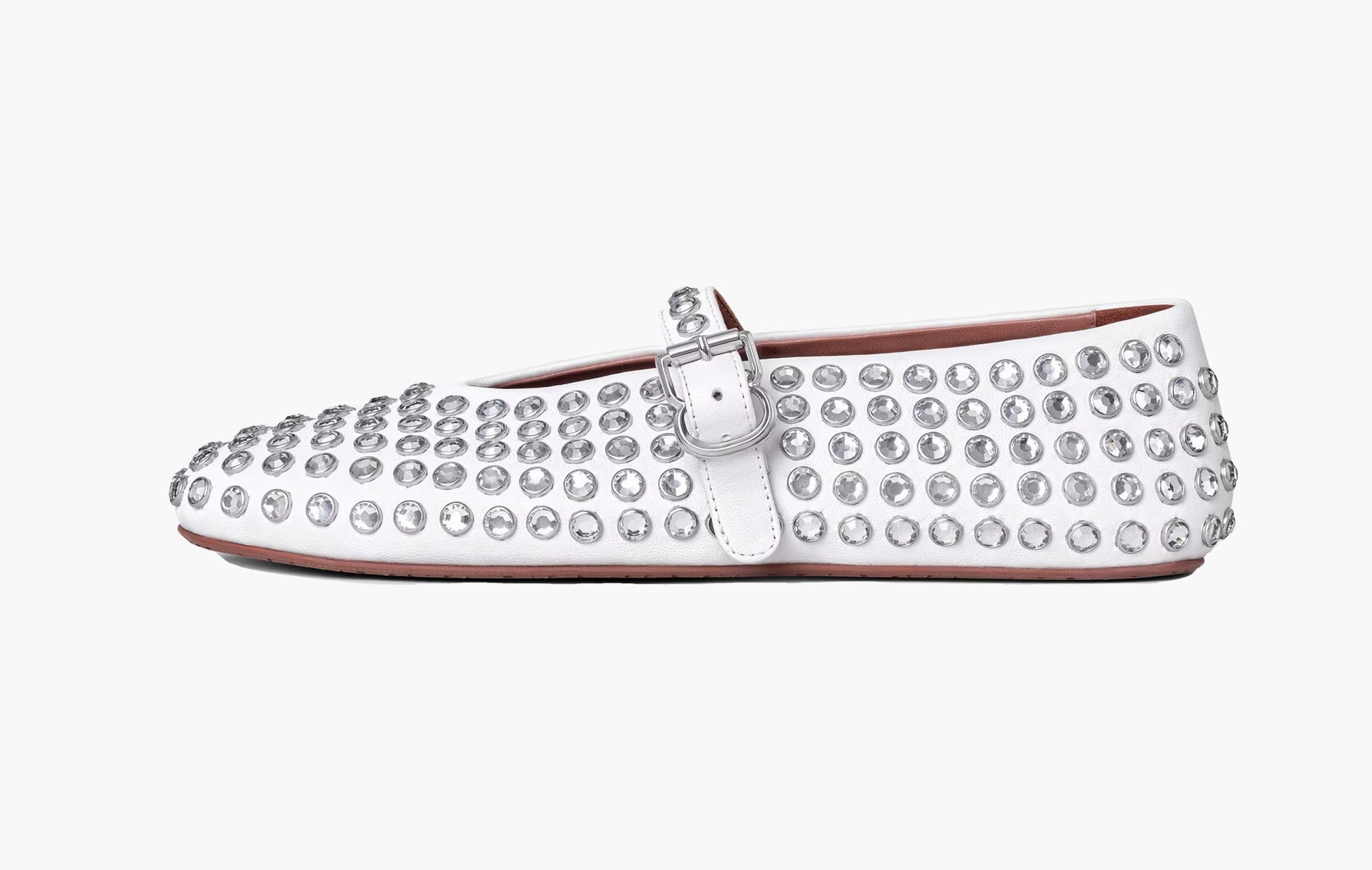 Alaia Strass Lambskin Ballet Flats White | The Sortage