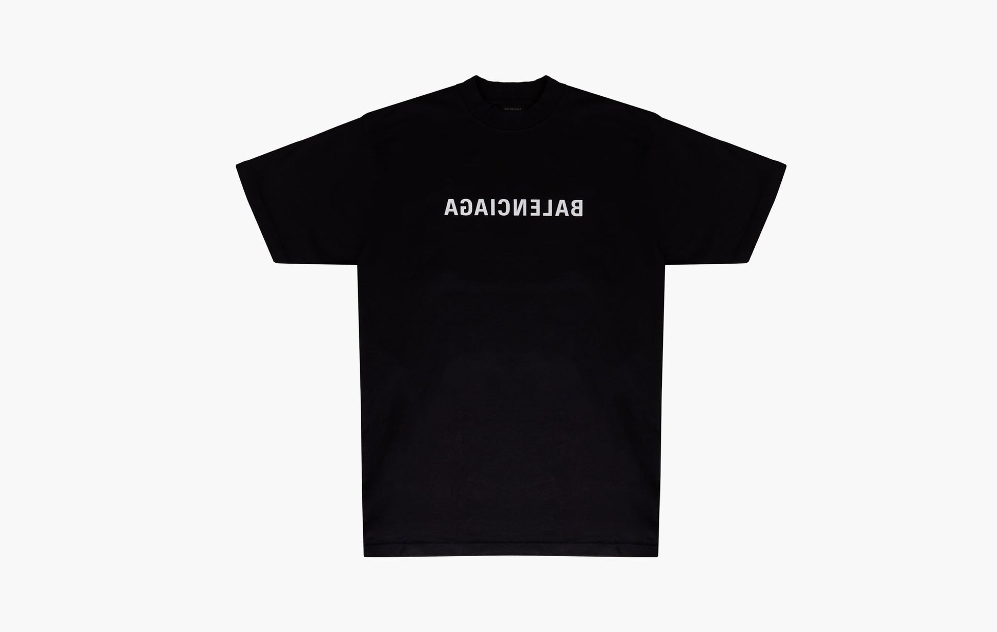 Balenciaga Logo Mirror Print Medium Fit T-Shirt Black | The Sortage