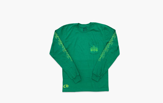 Chrome Hearts Cemetery Cross L/S T-Shirt Kelly Green/Glo Green | The Sortage