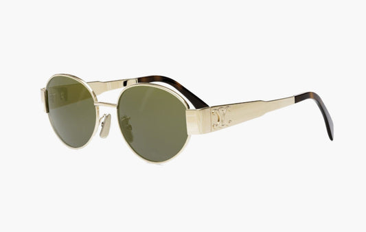 Celine Triopmphe 01 Metal Ovale Sunglasses Gold | Sortage.