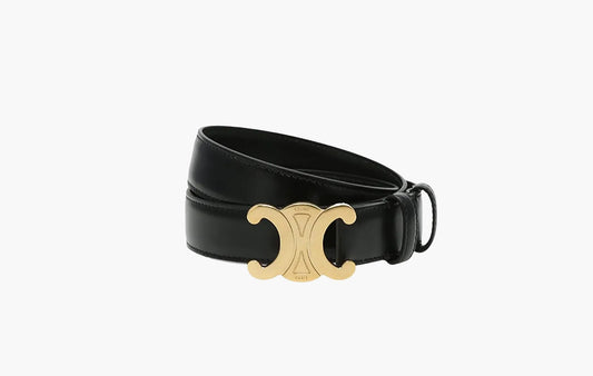 Celine Triopmphe Medium Taurillon Leather Belt Black | Sortage.\