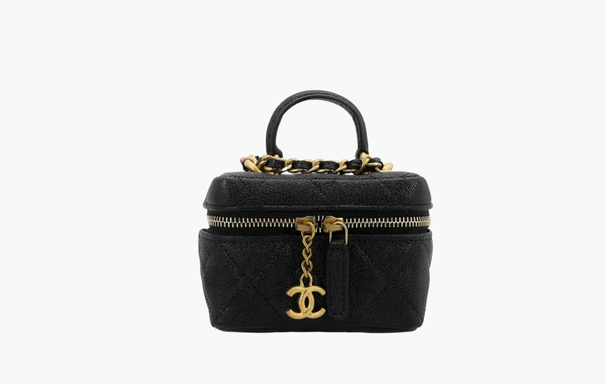 Chanel Small Vanity With Chain Leather Crossbody Bag Black | Sortage