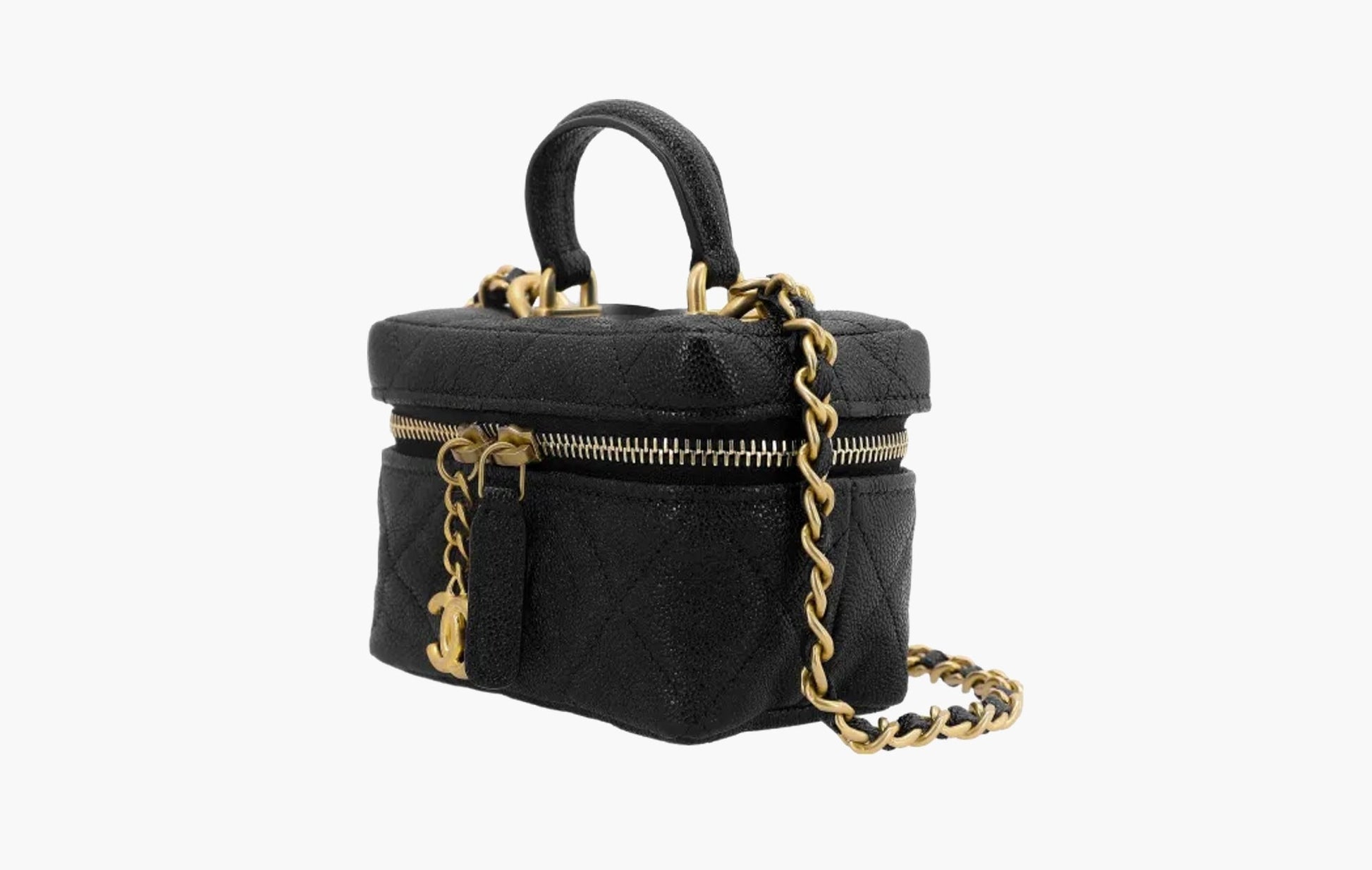 Chanel Small Vanity With Chain Leather Crossbody Bag Black | Sortage