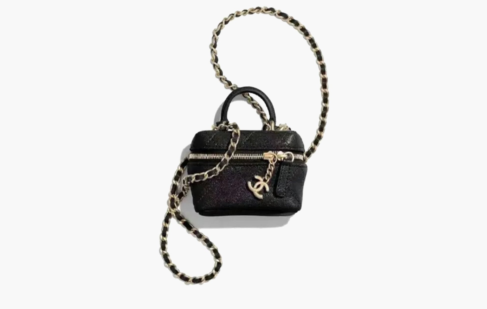 Chanel Small Vanity With Chain Leather Crossbody Bag Black | Sortage