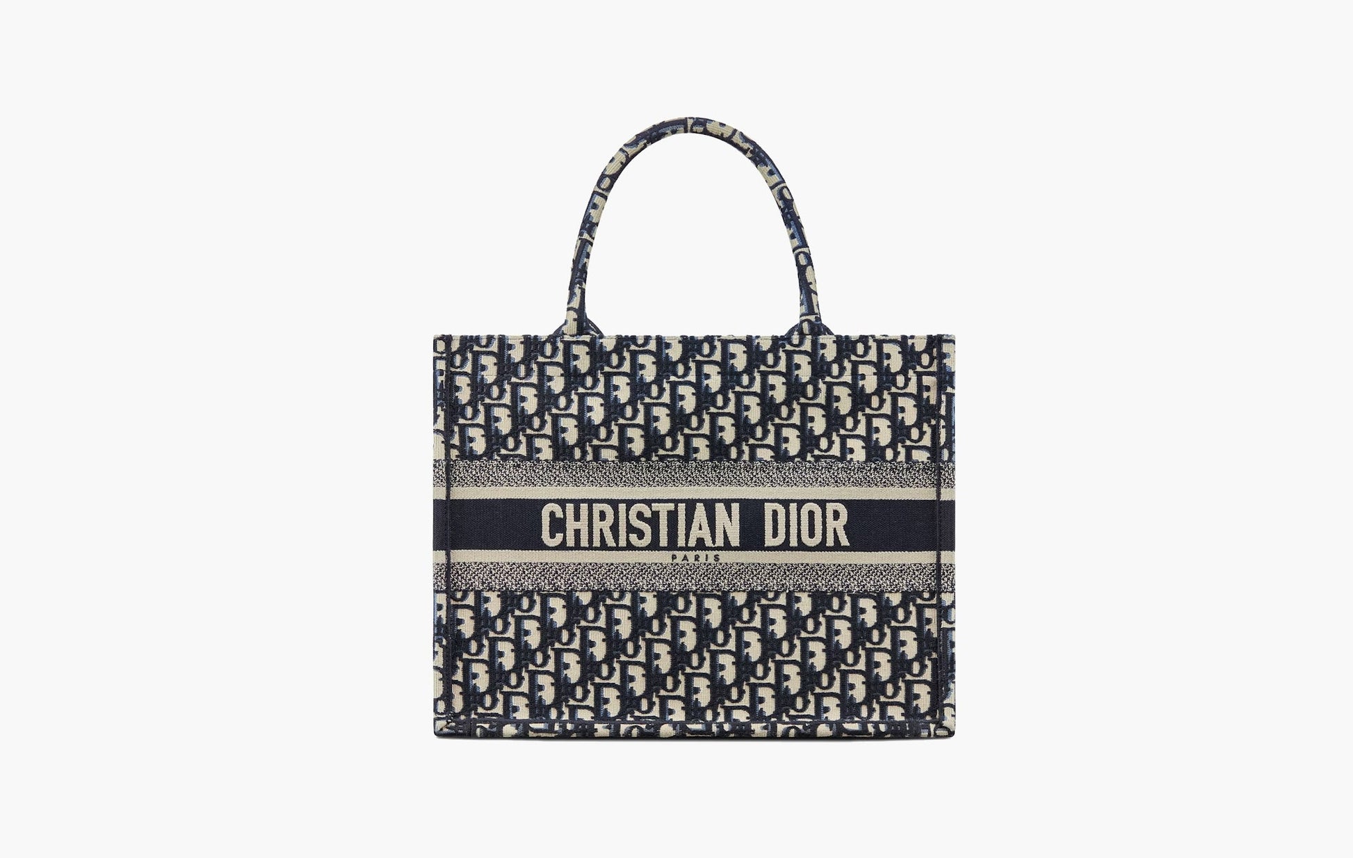 Dior Oblique Embroidery Boom Medium Tote Bag Ecru Blue | The Sortage