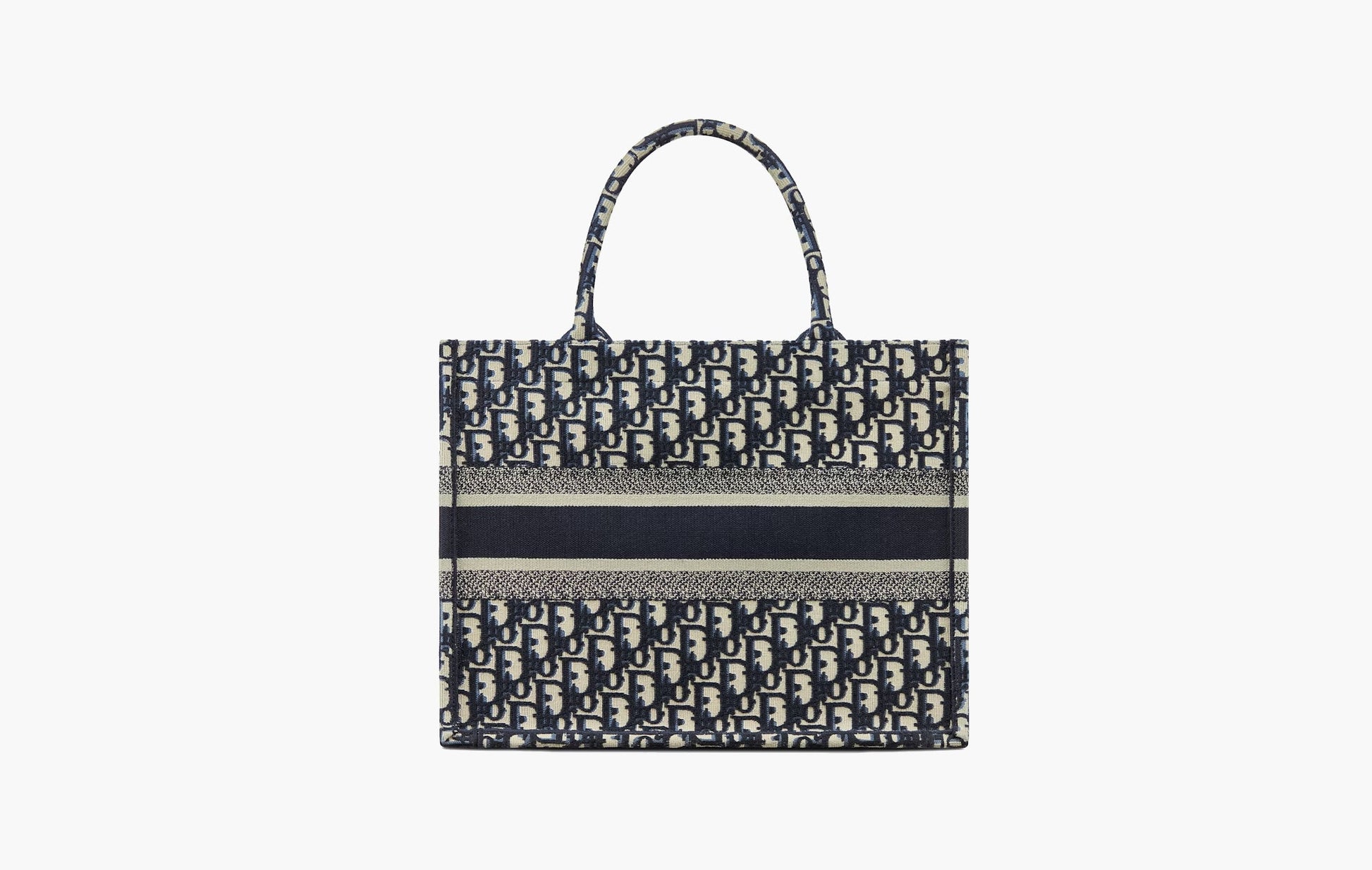 Dior Oblique Embroidery Boom Medium Tote Bag Ecru Blue | The Sortage