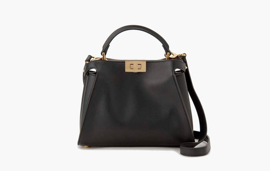 Fendi Peekaboo Iconic Essential Leather Tote Bag Black  | The Sortage