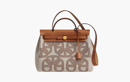 Hermes Herbag Zip 31 Bag Plume Canvas & Gold Fauve Ecru Beige Fauve