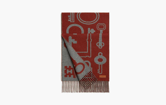 Casaque Porte-Clefs Muffler "Rouge H Gris Chiné Clair"