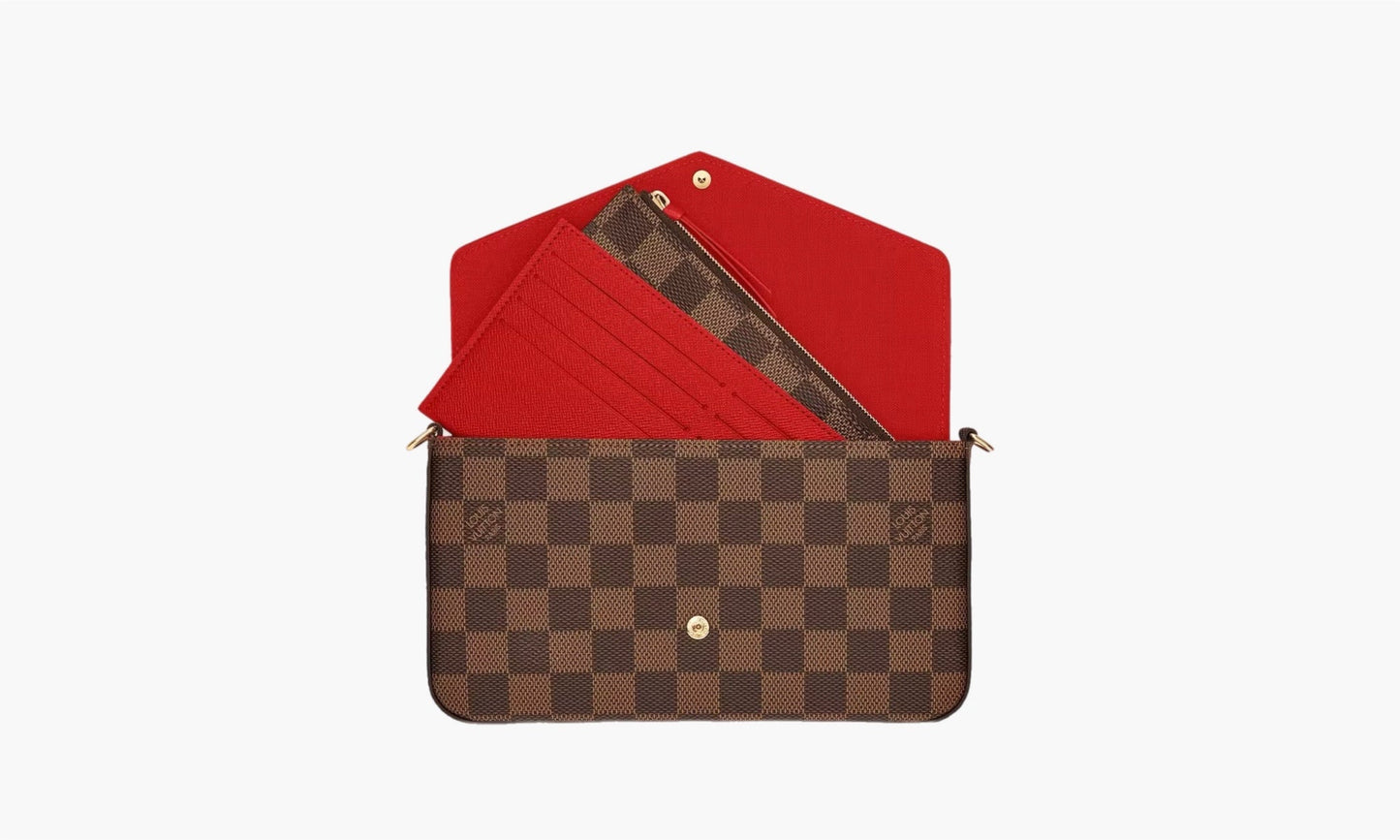 Louis Vuitton Pochette FelicieDamier Ebene Cerise Red Lining | The Sortage