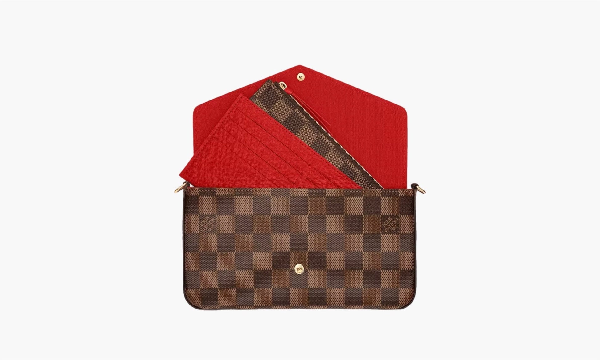 Louis Vuitton Pochette FelicieDamier Ebene Cerise Red Lining | The Sortage