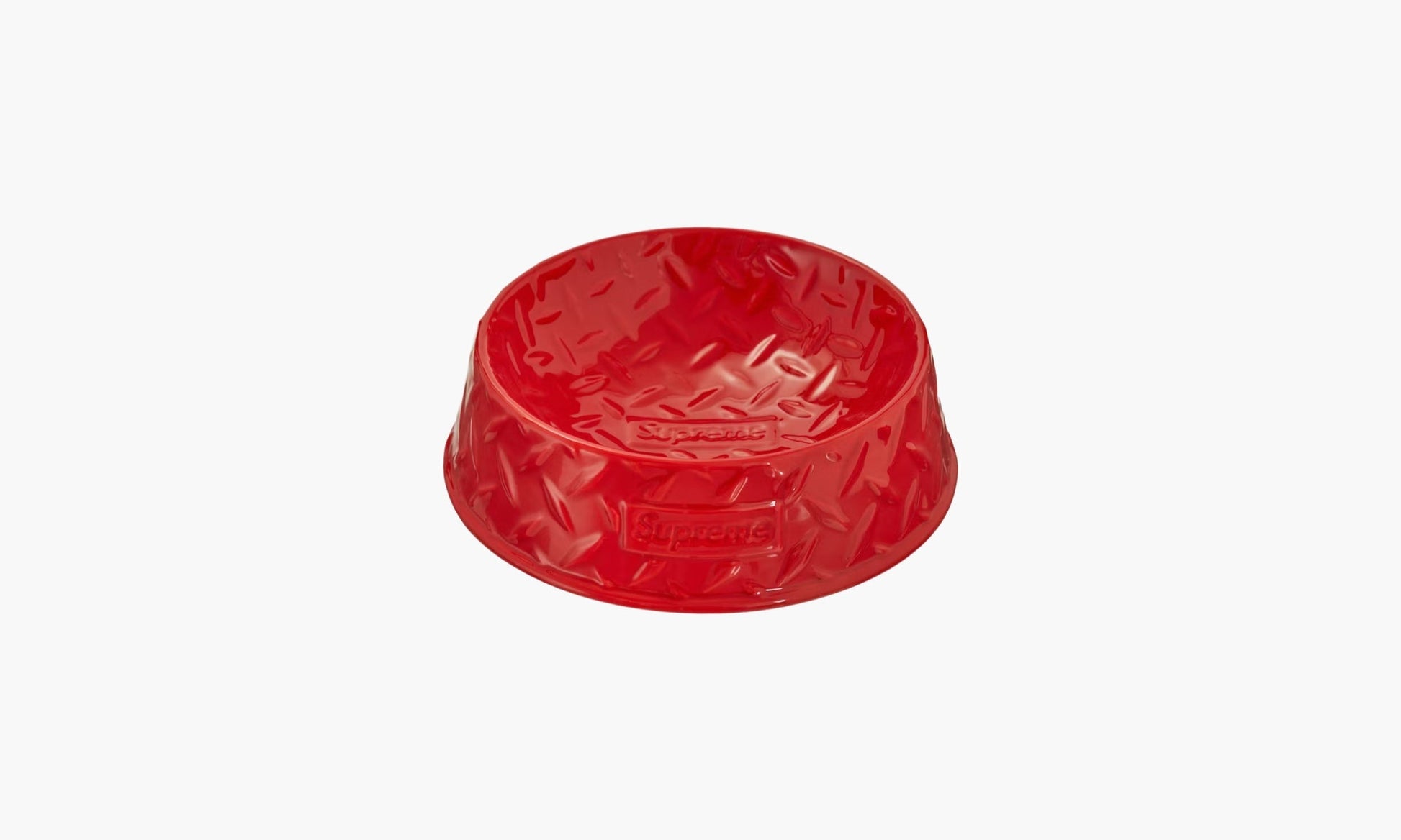 Supreme Diamond Plate Dog Bowl Red | The Sortage