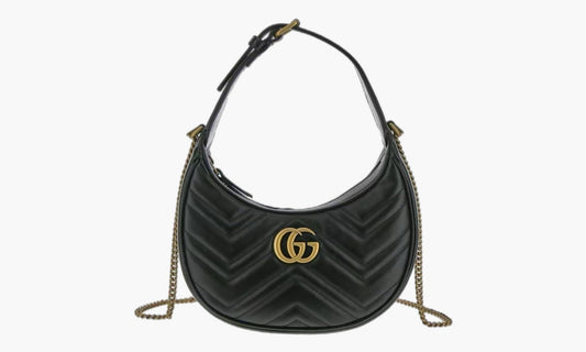 Gucci GG Marmont Half-Moon Shaped Leather MINI Bag Black | The Sortage