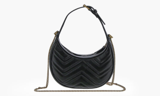 Gucci GG Marmont Half-Moon Shaped Leather MINI Bag Black | The Sortage