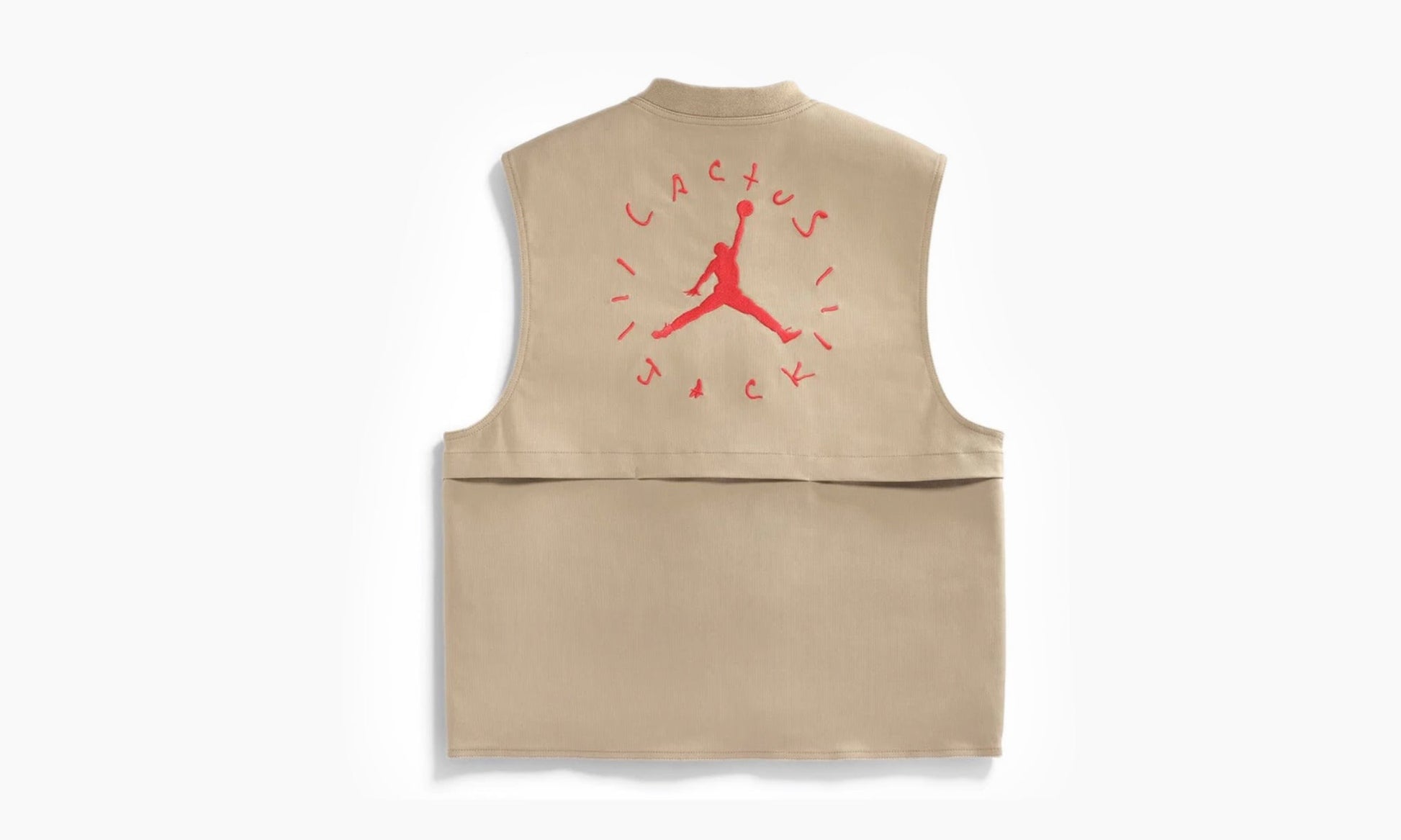 Travis Scott x Jordan Utility Vest Desert Khaki University Red | The Sortage