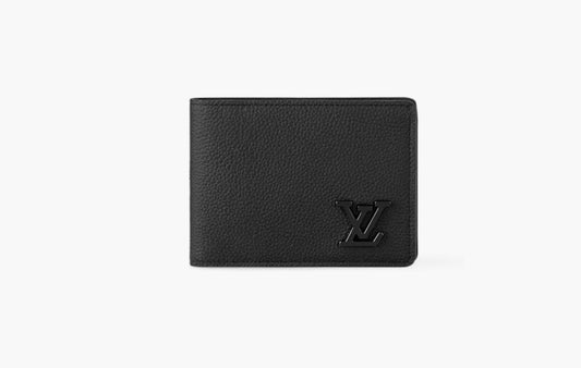 Louis Vuitton Matte Airgram Grained Calf Leather Multiple Wallet Black | Sortage