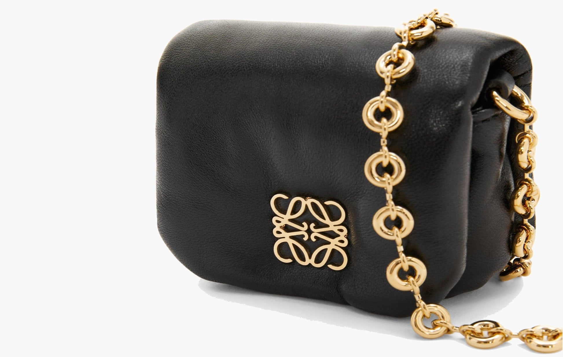 Loewe Puffer Goya Shiny Nappa Lambskin Leather Mini Case Black | The Sortage
